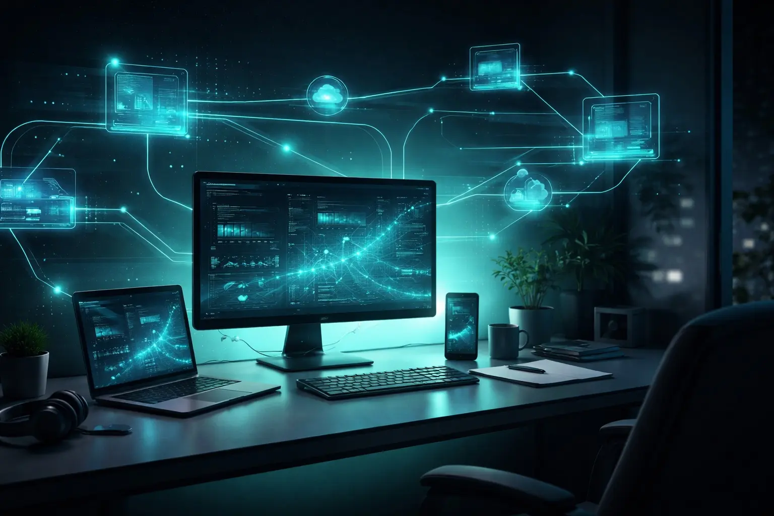 Equipe de desenvolvedores trabalhando em projeto tecnológico